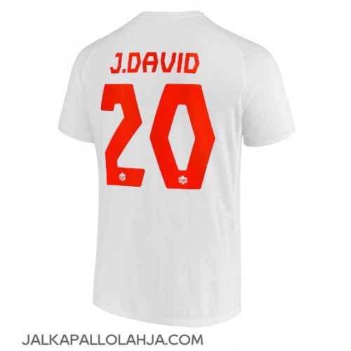 Kanada Jonathan David #20 Kopio Vieras Pelipaita MM-kisat 2022 Lyhyet Hihat